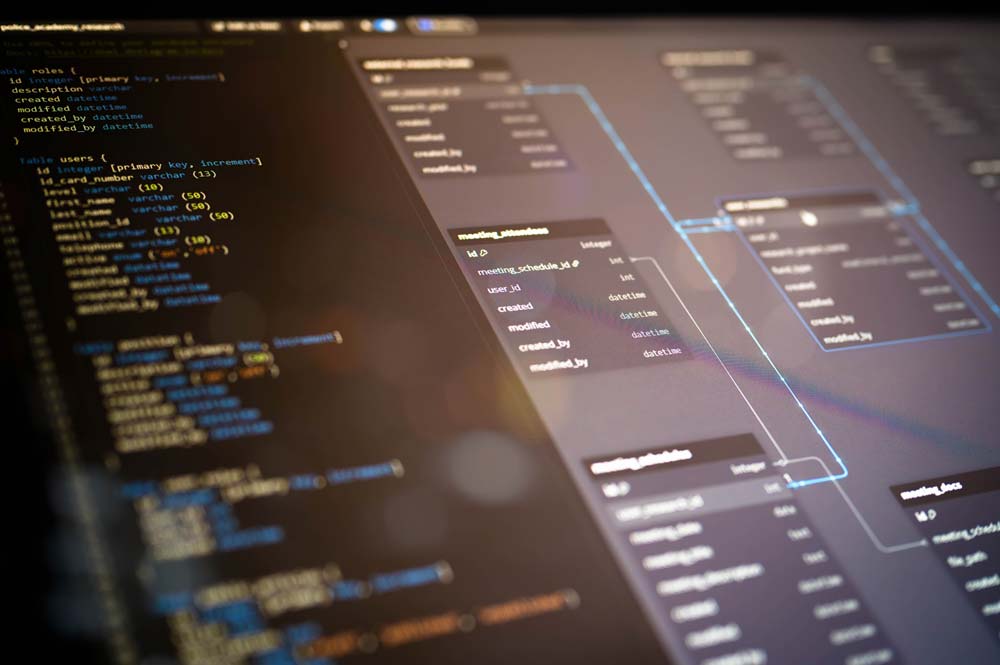 Nahaufnahme einer digitalen Software für Schnittstellen