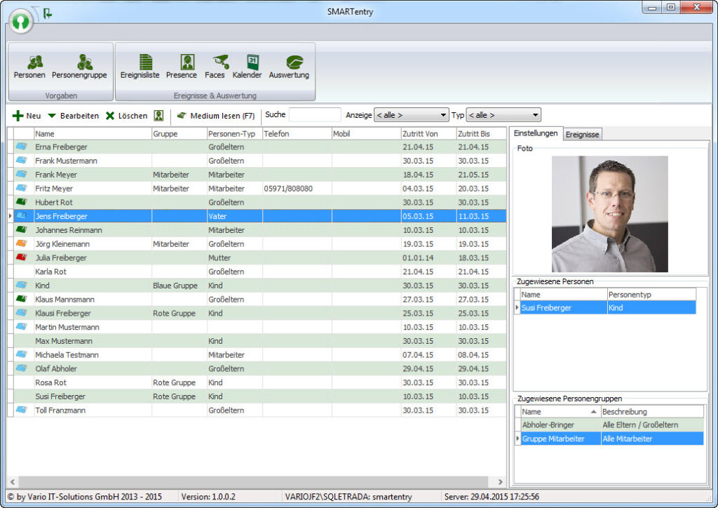 Screenshot der App SmartEntry